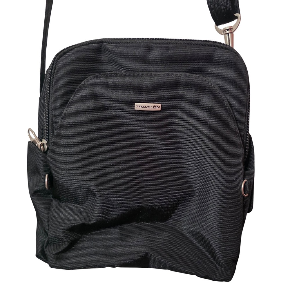Travelon Black Nylon Anti-Theft Crossbody Bag Adjustable Strap Travel Purse